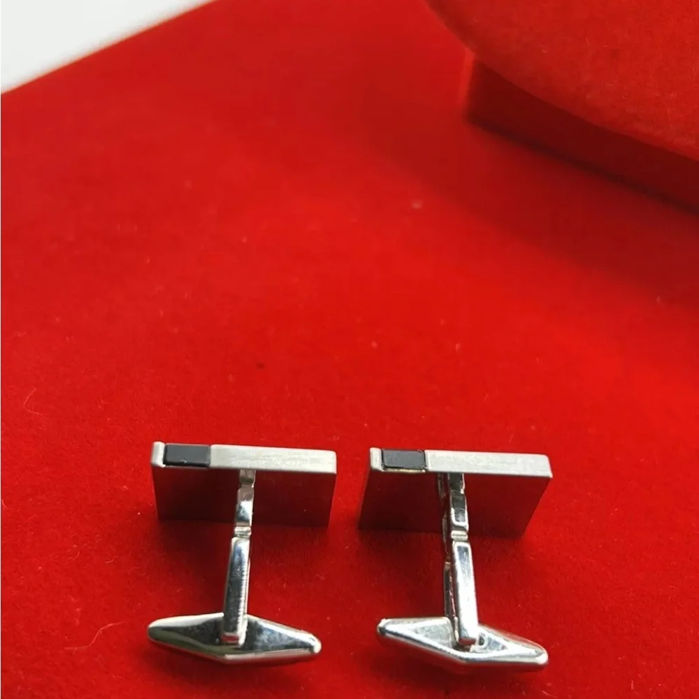 Bricked Silver And Black Cufflinks For Men